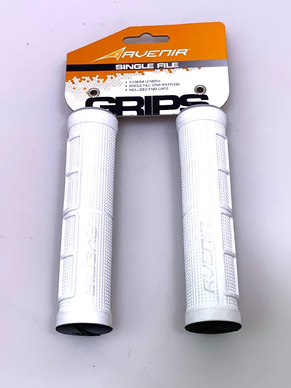 Bike tire meter-Lot of 5 Avenir Single File MTB Bike Handlebar Grips 135mm 22.2mm White NEW