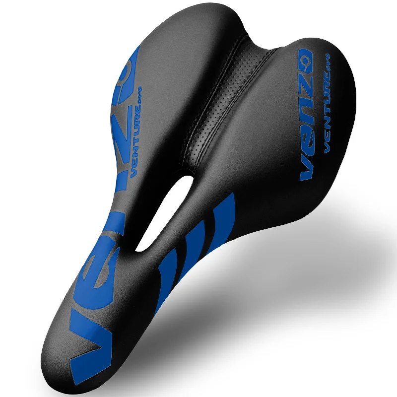 Bike chain spray-Venzo Comfortable Bike Bicycle Saddle Seat - for MTB, Road, Exercise, Trekking, Folding, Hybrid & Cruiser Bikes - XC Saddle Seat - Blue