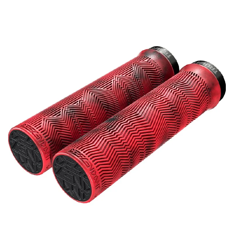 Bicycle spoke meter-Truvativ Descendant Single Locking Grips 133mm Red/Blood Red Pair