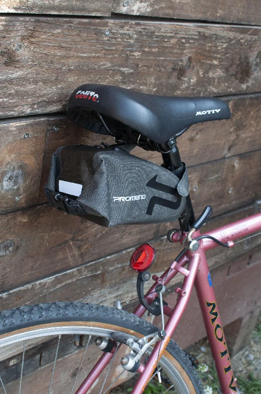 Cycling safe tape-Saddle Bag, Roll Top & Buckle Closure, Heather Grey