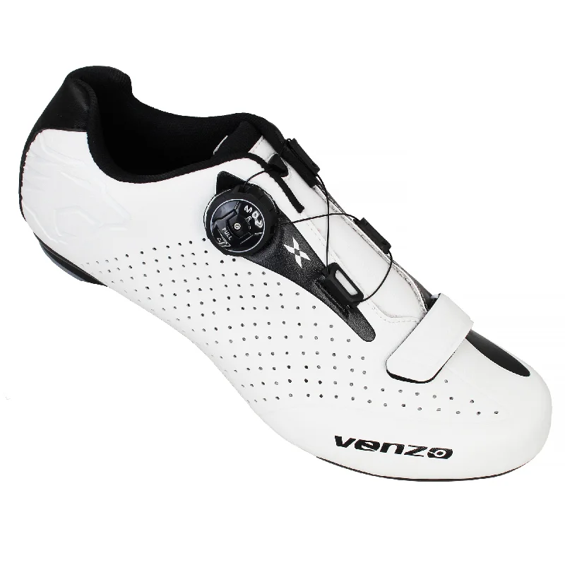 Bicycle spoke tension-Venzo Cycling Bicycle Cycle Road Bike Shoes Men - compatible with Shimano SPD, SPD SL, Look KEO, Look Delta White