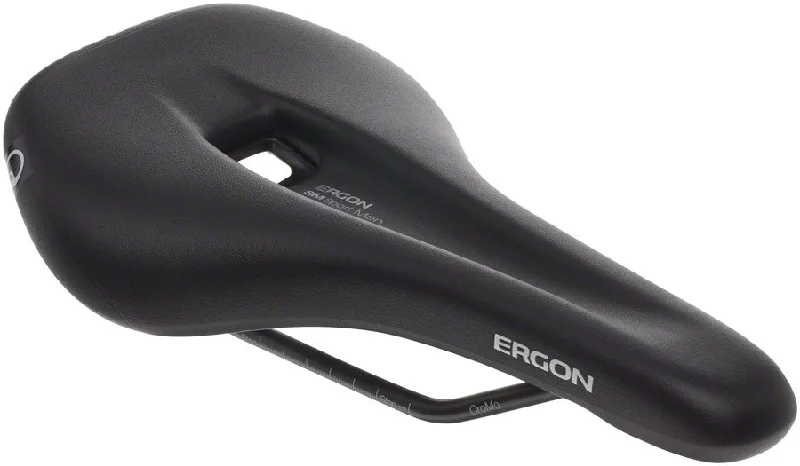 Bicycle helmet liner-Ergon SM Sport Saddle - Chromoly Black Mens Small/Medium