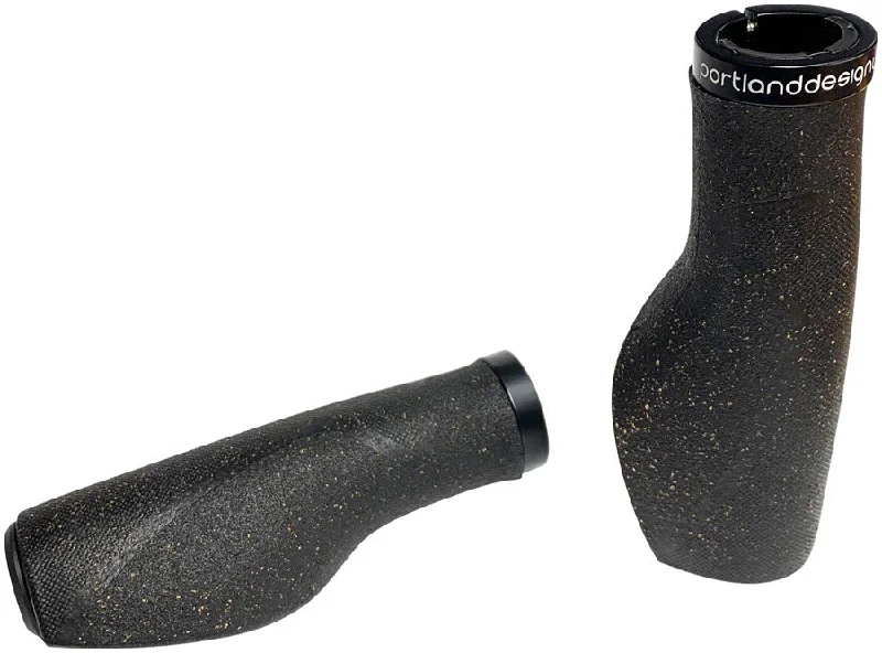 Bicycle bottle holder-Portland Design Works Cork Chop Grips - Black Lock-On