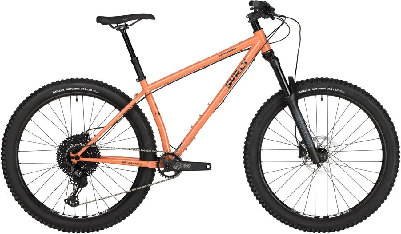 Bicycle beam lights-Surly Karate Monkey Front Suspension Bike - 27.5" Steel Peach Salmon Sundae Medium