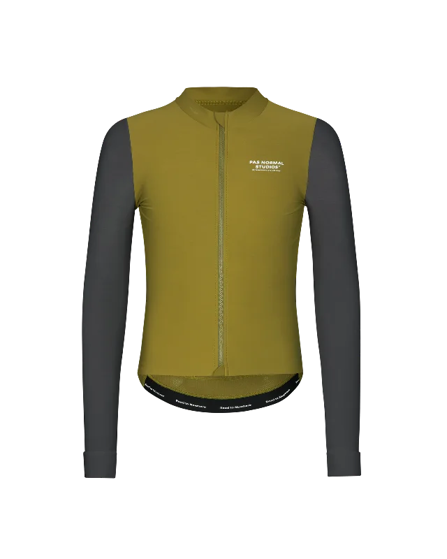 Bike horn electric-Mechanism Long Sleeve Jersey - Deep Grey/ Green