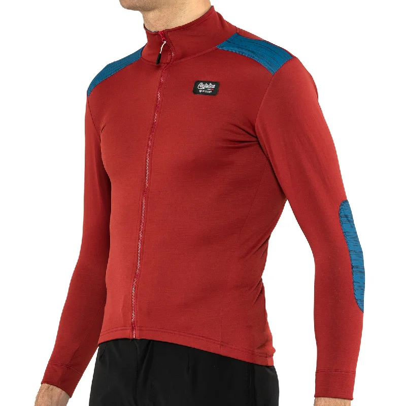 Cycling poncho waterproof-Maglia maniche lunghe Pissei Lana Montalcino - Rosso blu