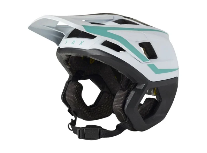 Cycling safe helmet-Fox Racing Dropframe Pro MTB Helmet - Graphic 2 - Teal - 2021