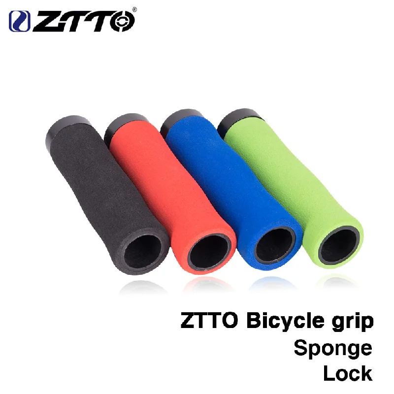 Bike frame tape-ZTTO Bicycle Parts MTB Sponge Durable Shock-Proof Anti-Slip Lock Grips For MTB Bike With Bar Plug AG28 1Pair