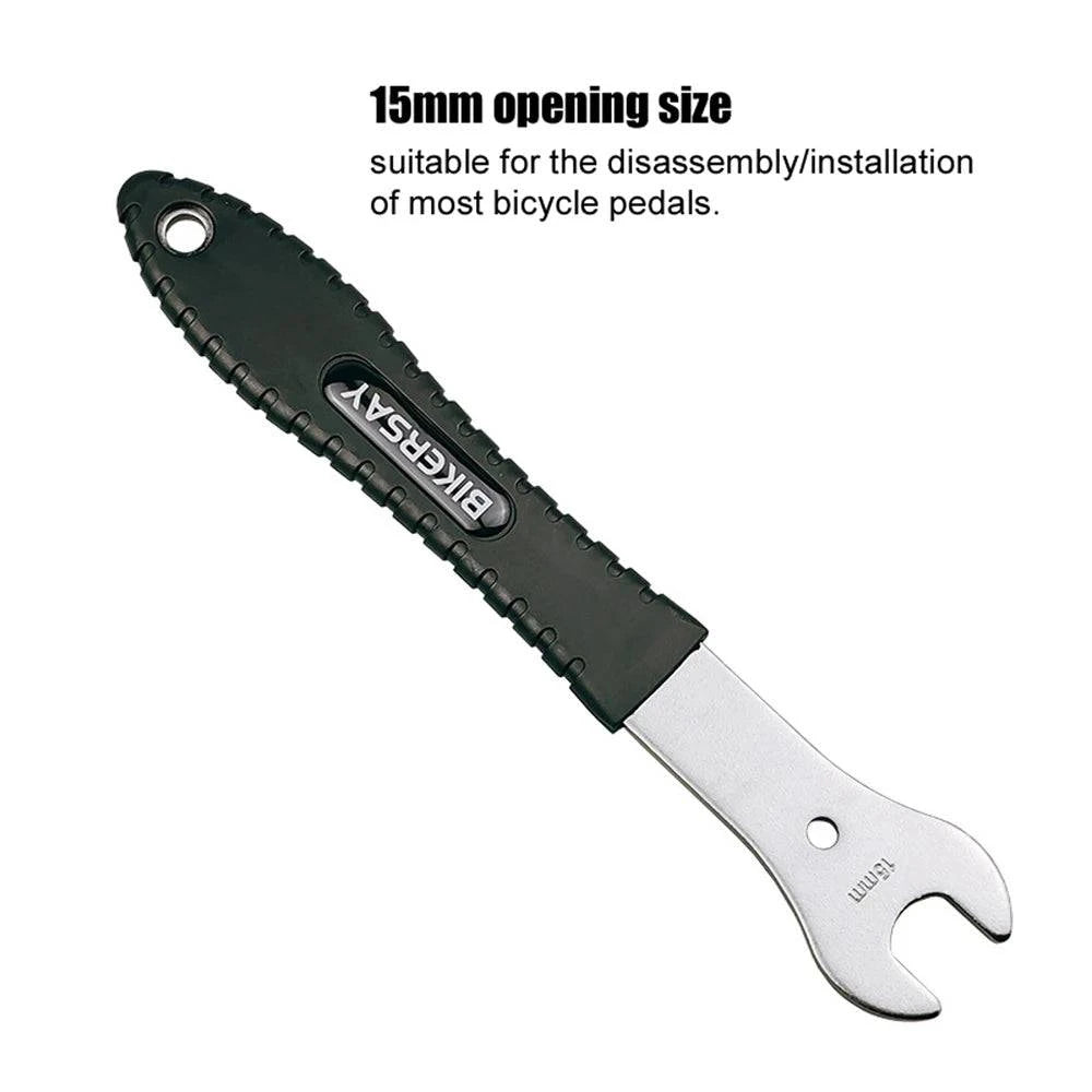 Bike chain scrub-Bike Pedal Long Handle Wrench 15mm Opening Spanner Bicycle Pedal Disassemble And Installation Wrench Bike Pedals Remover