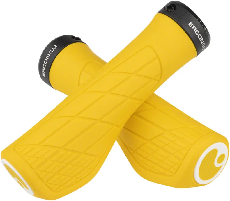 Road bike shifters-Ergon GA3 Grips - Yellow Mellow Lock-On Small