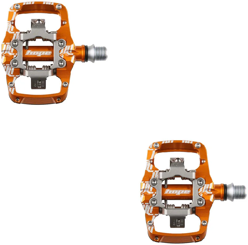 Bicycle tire nozzle-Hope Union TC Pedals - Dual Sided Clipless with Platform 9/16" Orange