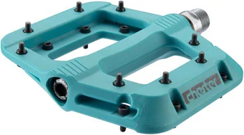 Road bike saddlebag-RaceFace Chester Pedals - Platform, Composite, 9/16",Turquoise, Replaceable Pins