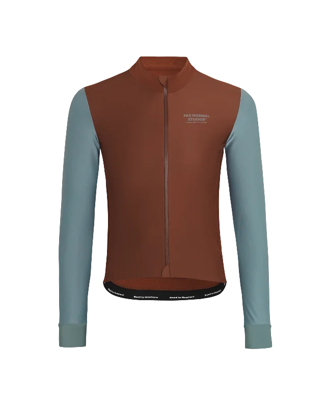 Road bike barends-Mechanism Thermal Long Sleeve Jersey - Mahogany/ Dusty Teal