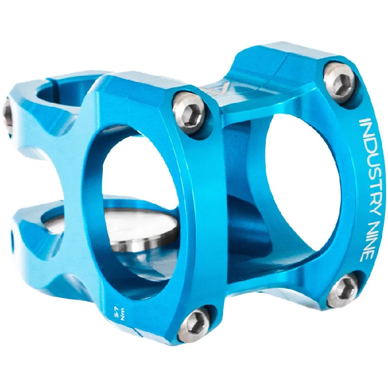 Bicycle tire caps-A318 Bike Stem - 31.8mm Clamp, +/-4.4, 1 1/8", Aluminum, Blue