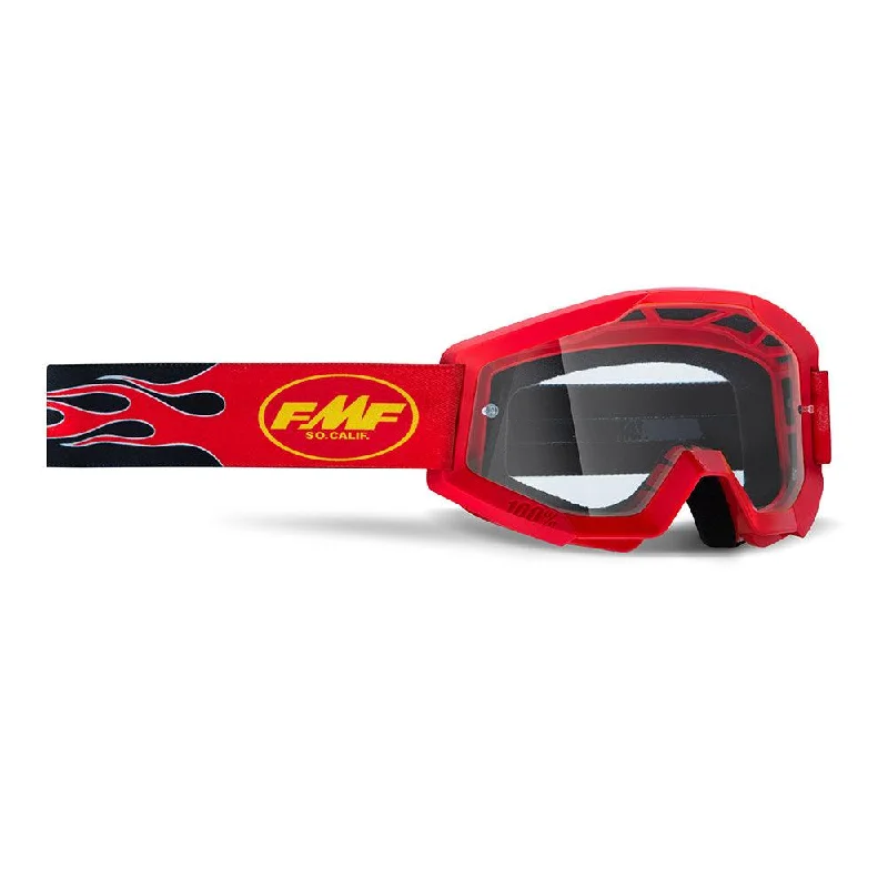 Bike frame tape-FMF POWERCORE YOUTH GOGGLE - FLAME RED (CLEAR)