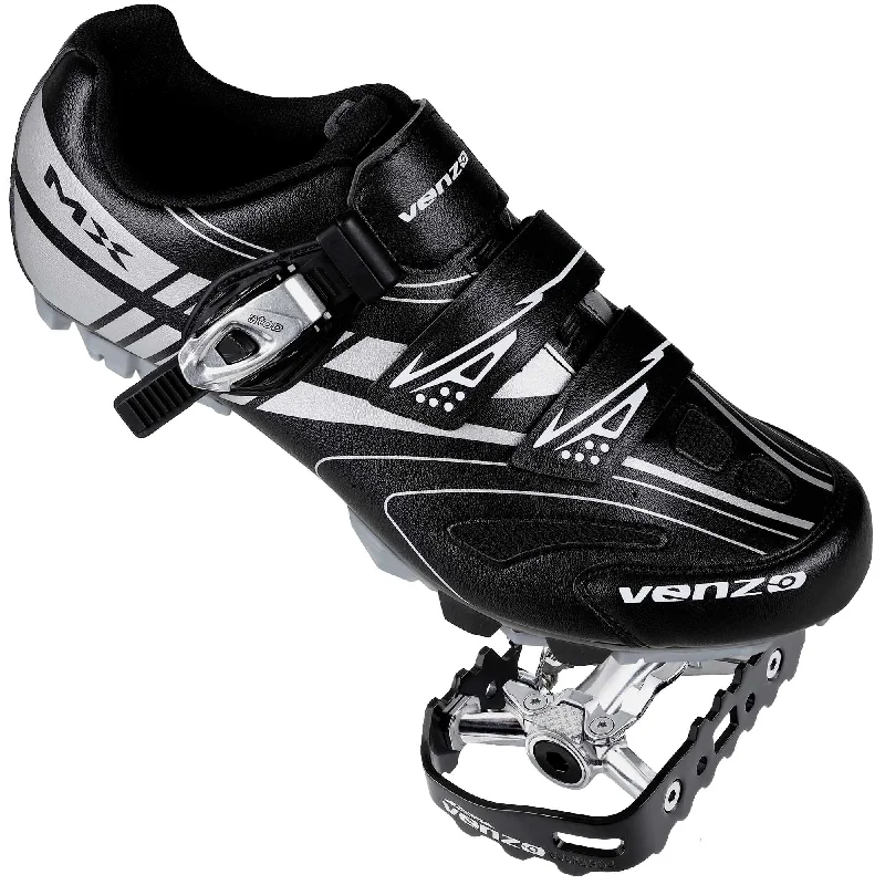 Bike chain cover-Venzo Mountain Men's Bike Bicycle Cycling Shoes - compatible with Shimano SPD Cleats - Good For Indoor Cycle, Off Road and MTB- With Quality Buckle Strap + Multi-Use Pedals & Cleats