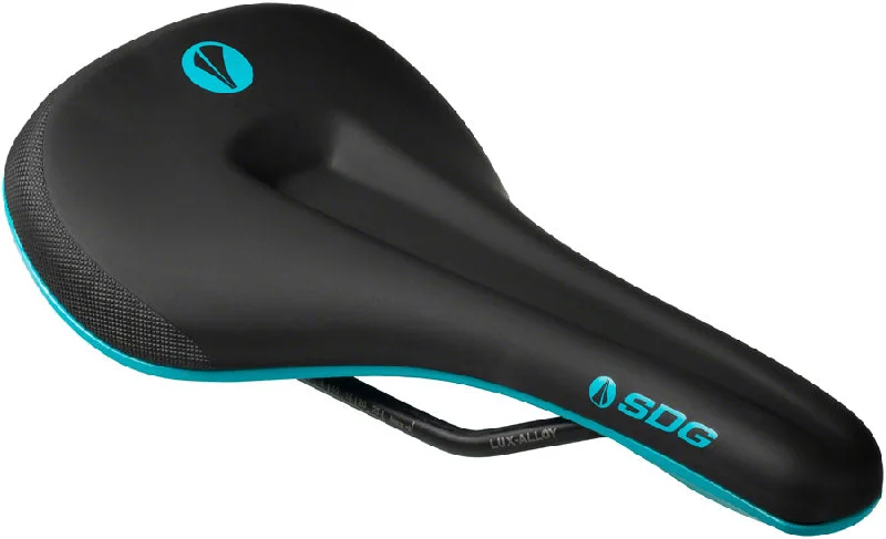 Mountain bike bars-SDG Components Bel-Air V3 MAX Saddle 260 x 140mm Unisex 255g Black/Turquoise