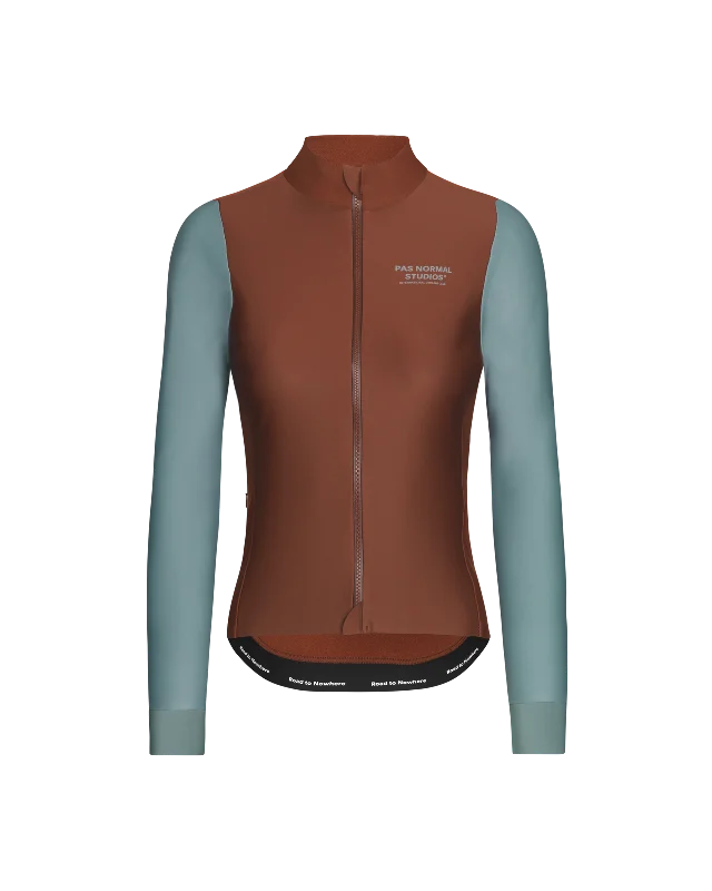 Cycling safe helmet-Women's Mechanism Thermal Long Sleeve Jersey - Mahogany / Dusty Teal