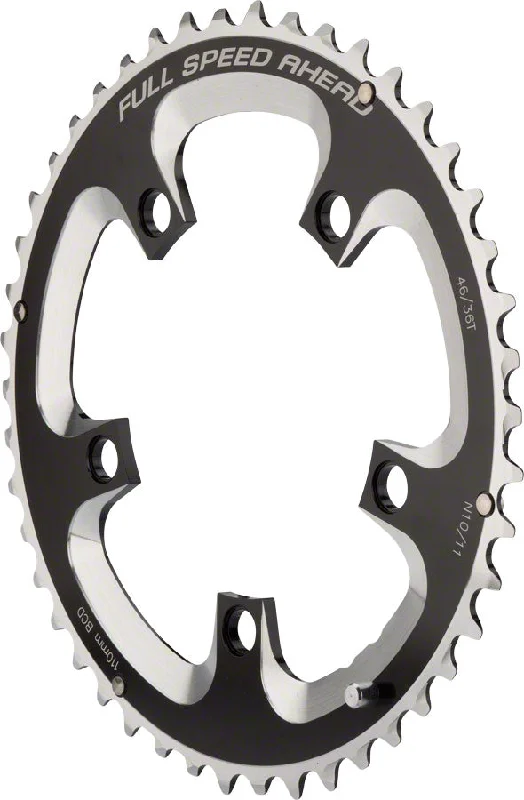 Bike tire meter-Full Speed Ahead Super Road Chainring - 46t 110 BCD 5-Bolt Aluminum N11 BLK/Silver