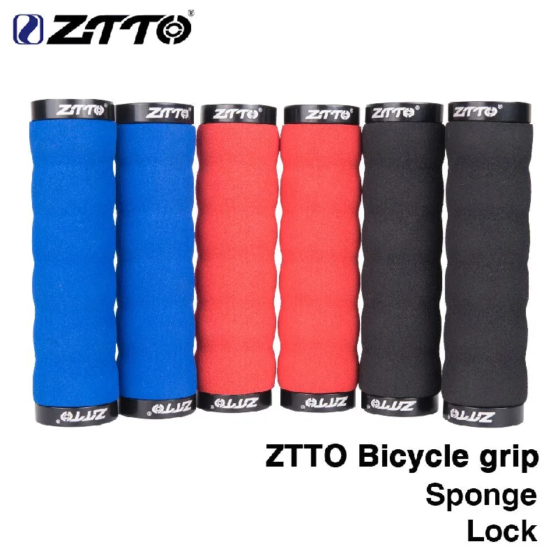 Cycling foot straps-ZTTO Bicycle Parts MTB Comfortable Sponge Shock-Proof Anti-Slip Lock Grips For Mountain Bike Bicycle With Bar Plug AG30 1Pair