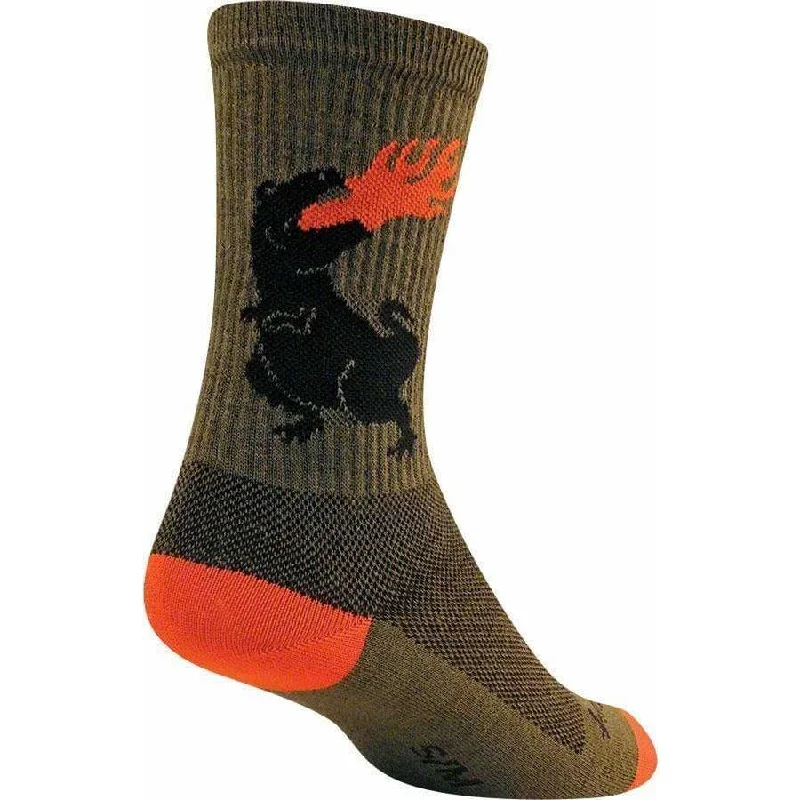 Bicycle brake disc-Dinosaur Wool Cycling Socks - 6 inch