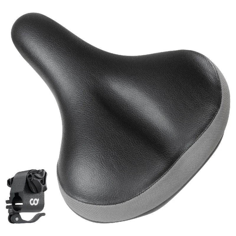 Bike wheel liner-CyclingDeal Bike Saddle Wide Seat - 10.2" x 8.6" or Oversized 10.6" x 10.4" with Quick Release Seat Clamp Adapter - Compatible with Peloton Bike & Bike+ ONLY - Comfortable Thick or Memory Foam Saddle