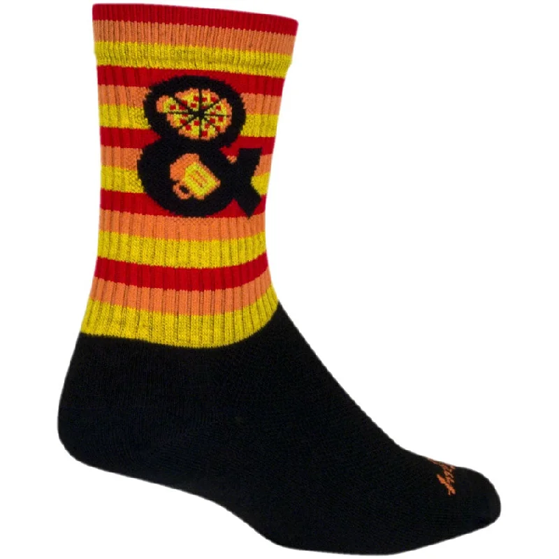 Mountain bike levers-Pizza and Beer Crew Bike Socks - Black/Orange