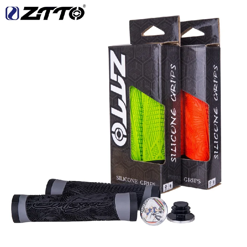 Cycling rain slicker-ZTTO 1 Pair Pure Silicone Gel Durable Shock Proof Anti Slip Soft Bicycle Grips For MTB Mountain Bike 22.2mm handlebar