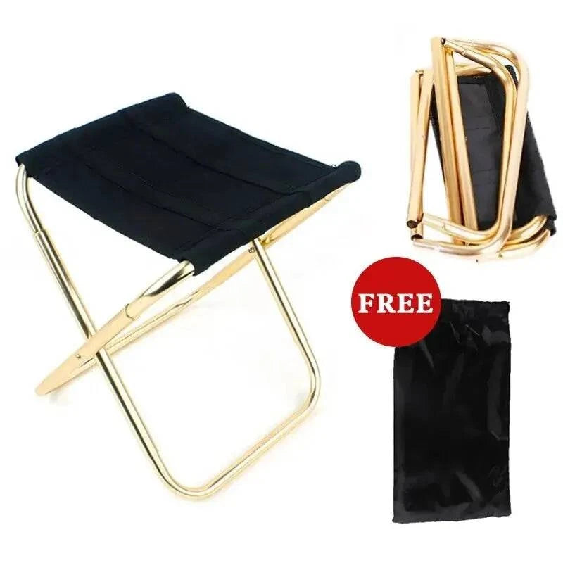 Mountain bike seatbag-Outdoor Camping Chair Golden Aluminum Alloy Folding Chair With Bag Stool Seat Fishing Camping