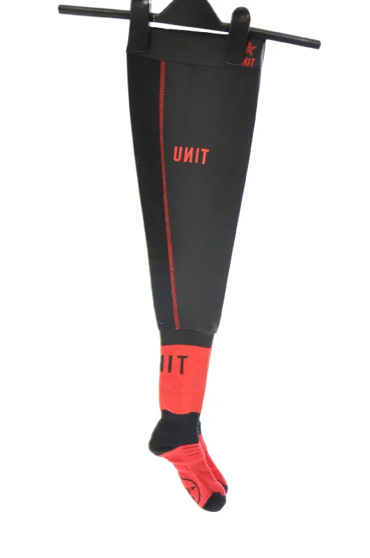 Bicycle leg stand-Unit MX Motocross Knee Brace Socks – UK size 10-12 Black-Red