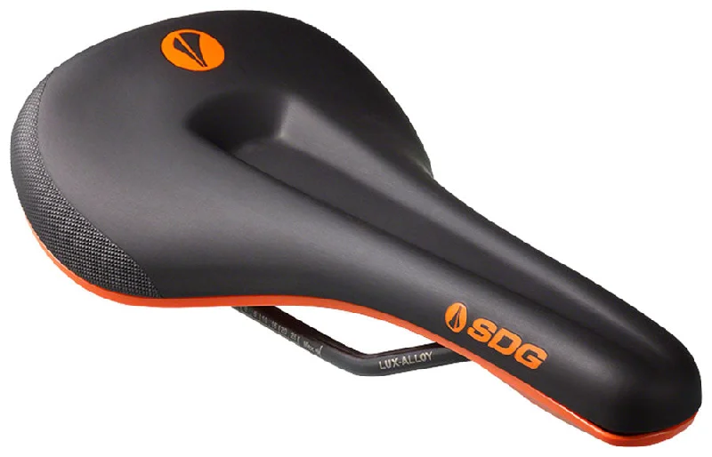 Cycling thigh guards-SDG Bel-Air V3 Max Saddle Lux-Alloy Rails Black/Orange