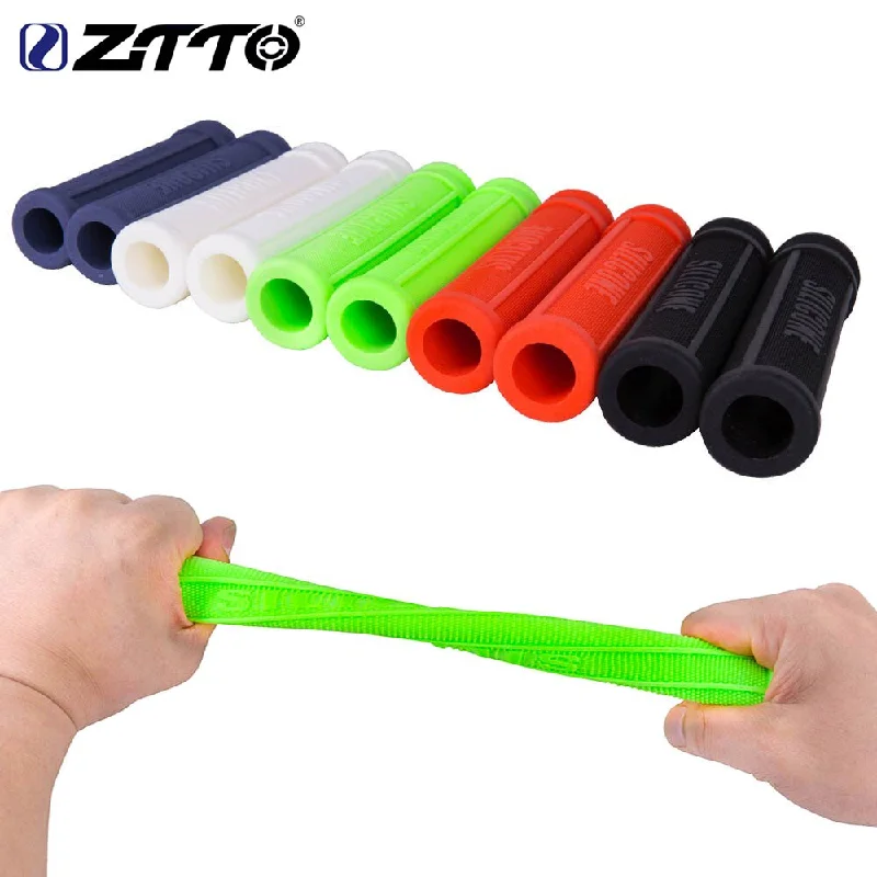 Bike chain spray-ZTTO 1 Pair Pure Silicone Gel Durable Shock-Proof Anti-Slip Bicycle Grips with Bar Plug For MTB Mountain Bike Road Bicycle Parts