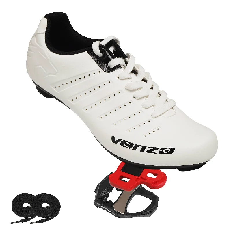 Bicycle back basket-Venzo Bicycle Men's Lace Road Cycling Riding Shoes With Venzo LOOK KEO Compatible Pedals & Cheats For Outdoor or Indoor - 47