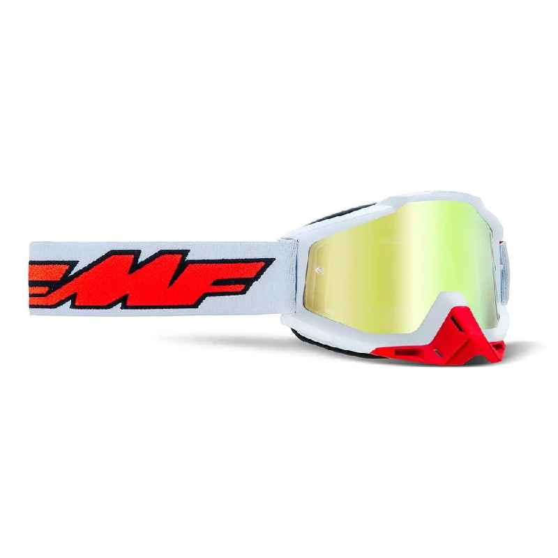 Bike wheel gauge-FMF POWERBOMB GOGGLE - ROCKET WHITE (MIRROR TRUE GOLD)