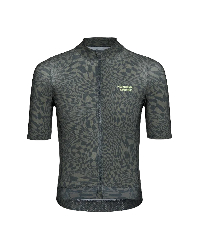 Cycling sun sleeves-Essential Jersey - Check Olive Green