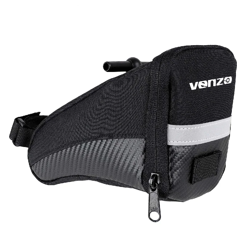 Bike frame wrap-VENZO Road Mountain MTB Bike Bicycle Accessories T-Bar Polyester Seat Saddle Bag - Cycling Under Seat Bag Tool Pouch Pack - Medium