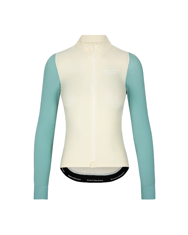 Bicycle pump gauge-Women's Mechanism Long Sleeve Jersey - Off White / Light Teal