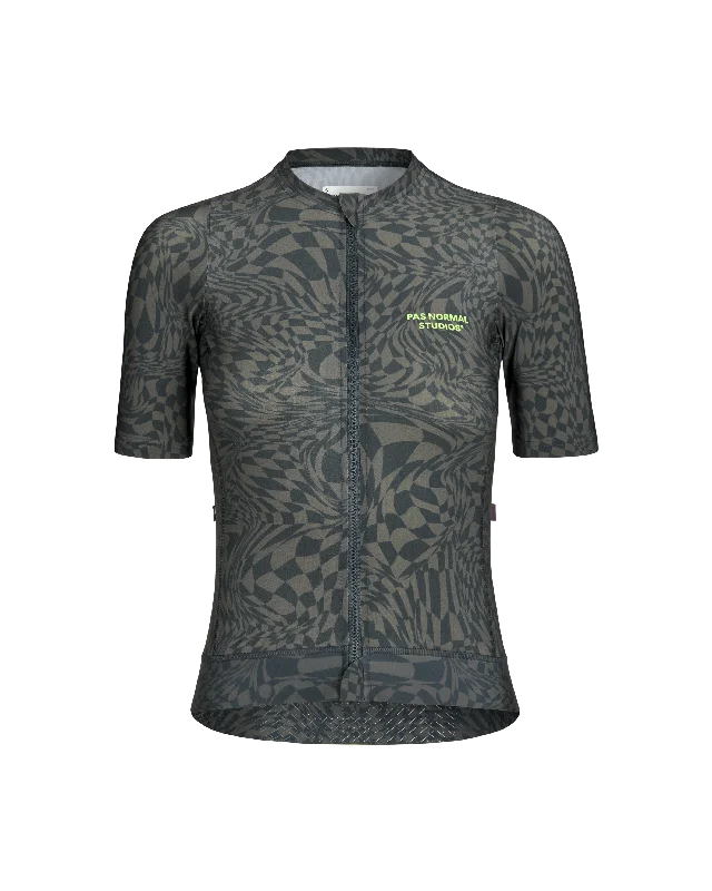 Road bike cogs-Women's Essential Jersey - Check Olive Green