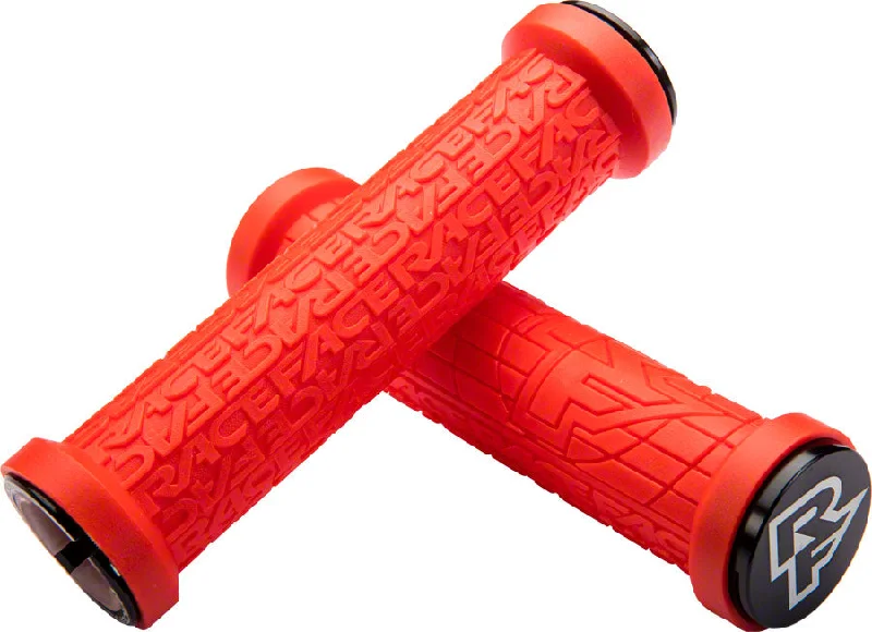 Mountain bike crown-RaceFace Grippler Grips - Red Lock-On 30mm