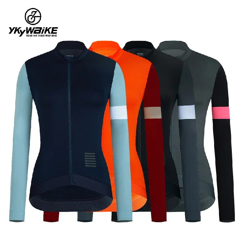 Bicycle fender clips-YKYW Women's PRO Team Aero Cycling Jerseys Spring Autumn 15-25℃ Long Sleeve Low Neckline Quick Drying Breathable 4 Colors