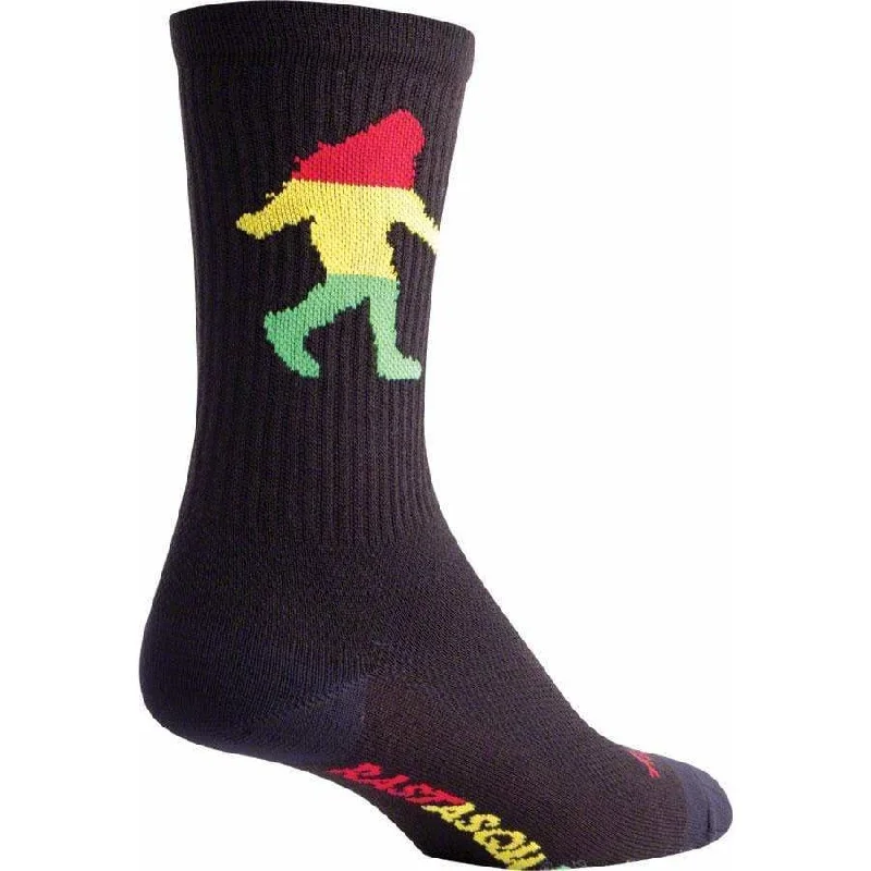 Bicycle cage strap-Crew Rasta Squatch Cycling Socks - 6 inch