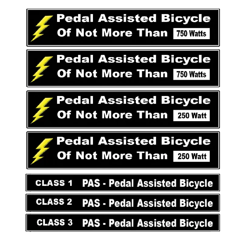 Cycling wrist warmers-Pedal Assisted eBike Decal Kit Fits Pedal Assist Electric Bikes 250 - 750 Watts